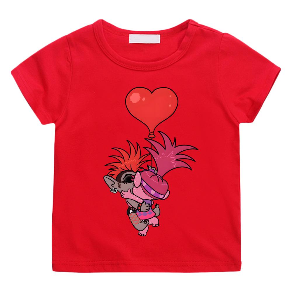 Trolls Anime Print Casual T-shirts Children Intellectual Fun Cartoon Tshirts Kids High Quality Cotton Tees Boys Girls Tops