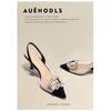 Summer new fashion rhinestone square buckle transparent belt splicing pointed head bag head thin heel high heel sandals women's shoes