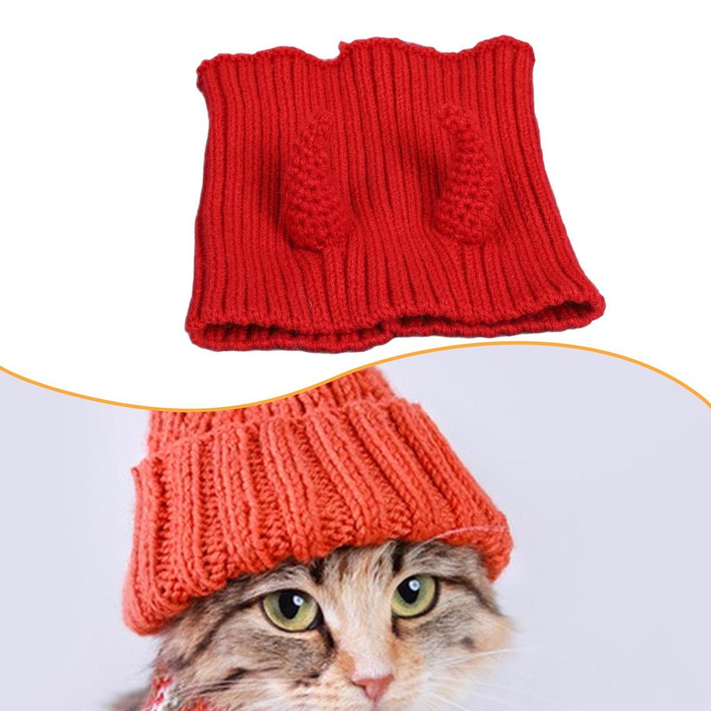 Windproof Knitted Hat for Dogs Winter Warm Yarn Head Wrap Pet Accessory for Walking Large Small Breeds