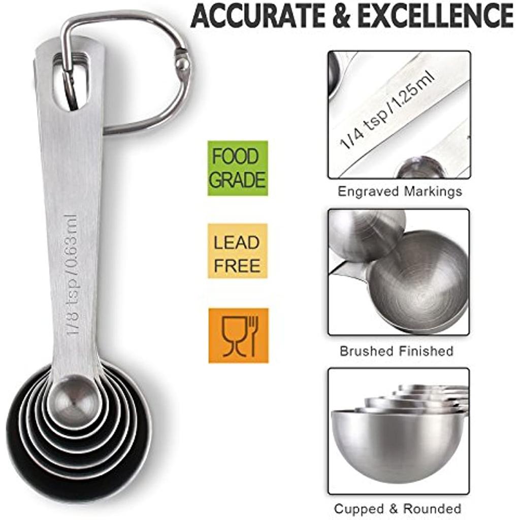 12pcs Stainless steel measuring cup and spoon set, with 1 level measuring tool set, used for cooking and baking dry liquid ingre