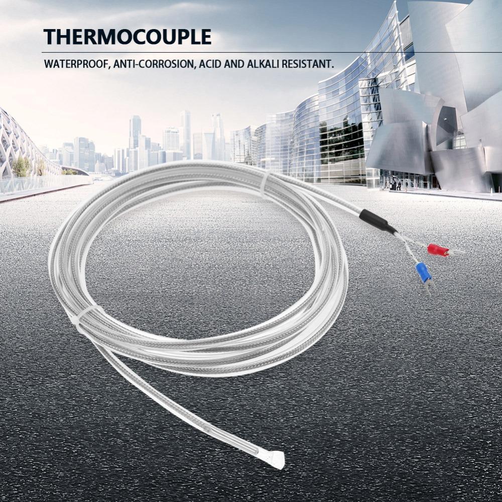 PTFE K Type Thermocouple 0~200°C 2 Wire Temperature Sensor Probe Waterproof High Accuracy Thermocouple Probe Industrial Use