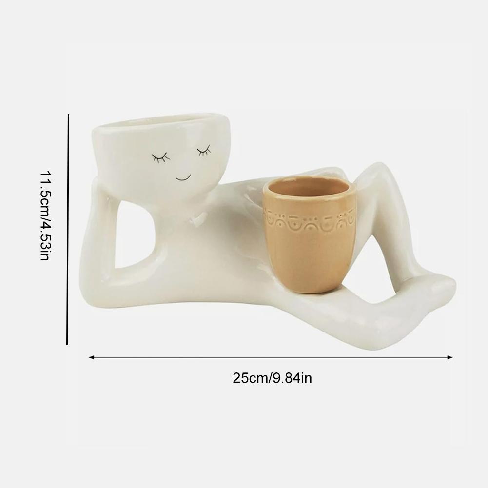 Lazy Guy Planter Lazy Little Character Flowerpot Relaxing Person Holding Pot Planter Funny Plant Pots for Home Garden Decor
