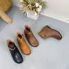 Johnature Retro Short Boots With Side Zipper Genuine Leather Soft Sole Comfortable Women's Shoes