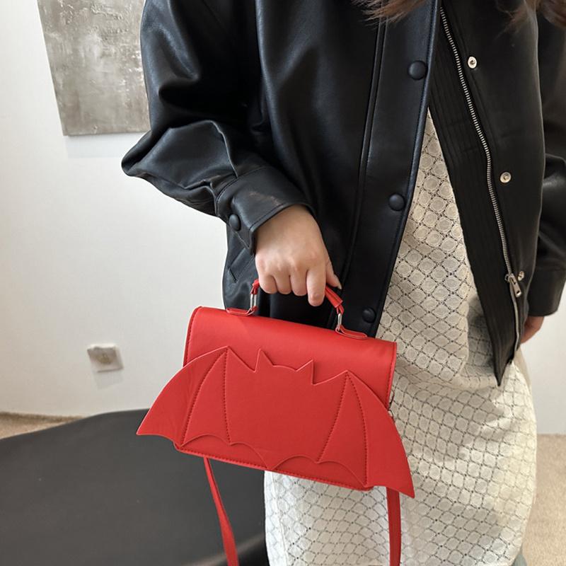 Yogodlns Gothic Women Shoulder Bag Bat Wing Ladies Top-handle Bags Creative Chic PU Leather Handbag Halloween Novelty Crossbody Bag Purse