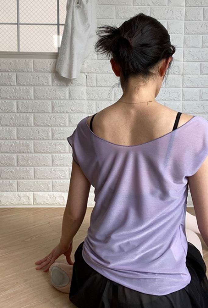 Ballet Specialty Store Mignon Ballet Tops Short Sleeve French Sleeve Made In Japan Lavender Top with Beautiful Drape Lines for a Soft Look T-Shirt