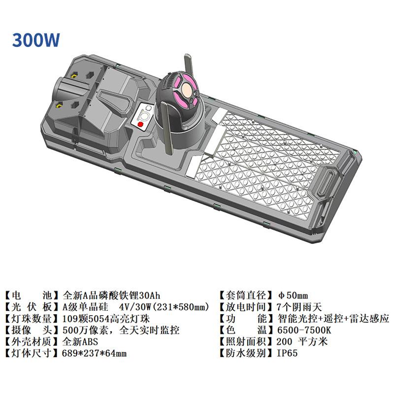 Solar Street Lights 300W 500W 4G WIFI 5MP Camera Security Garden Lamp Motion Sensor Waterproof IP65 Wall Solar Light