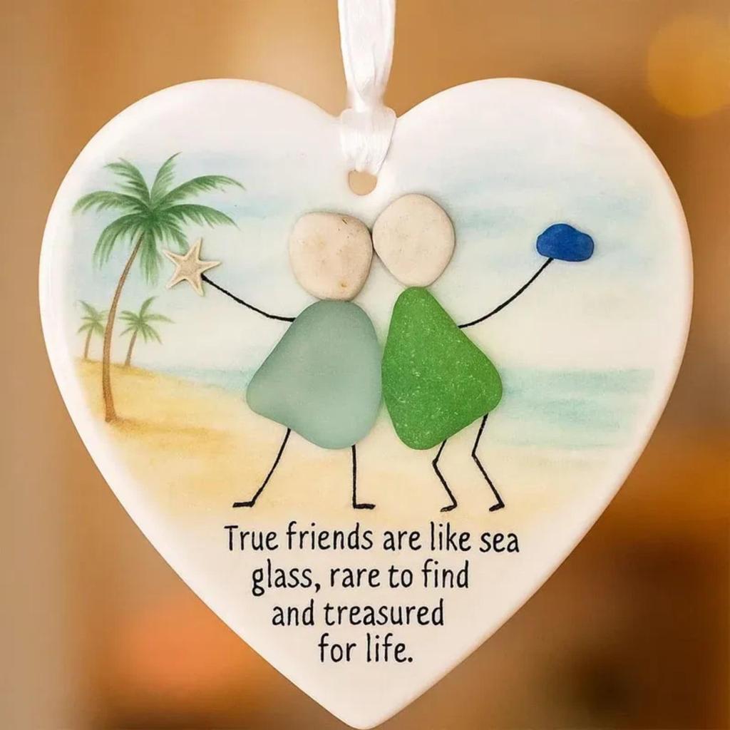 Cross-Border Friendship Sea Glass Heart Ornament