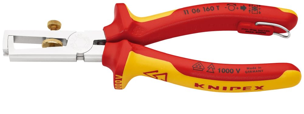 

KNIPEX 1000V Insulated End Wire 160mm with Drop Stripper, Long, Protection, 1106-160T