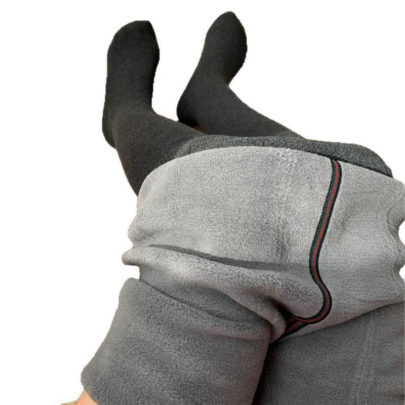 Japan Lanolin Warm Fleece High Waist Stirrup Leggings for Autumn/Winter