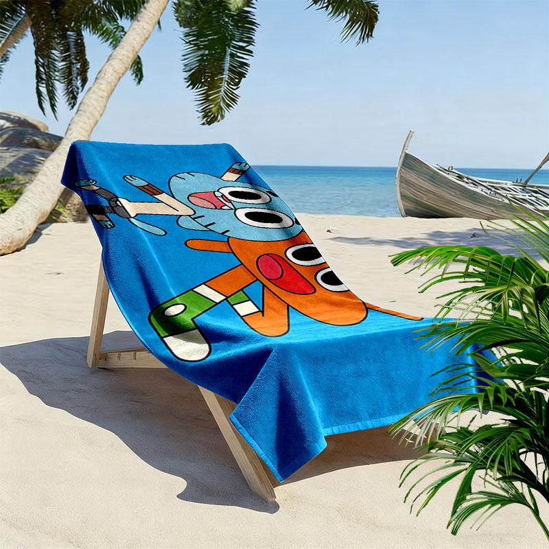 The Amazing World of Gumball Cartoon Art Print Beach Towel, Large Soft Quick Dry Towel for Beach Camping Swimming