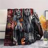 1 szt. Koc flanelowy z nadrukiem z filmu grozy, Wysokiej jakości, Wygodny na wszystkie pory roku, Wystrój domu, Ciepło i komfort, Idealny na prezenty świąteczne