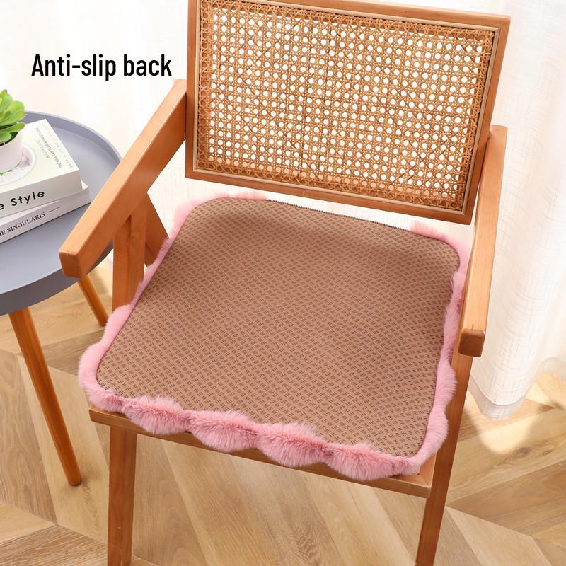 Thickened Rabbit Plush Chair Cushion for Office, Dining, and Student Seats