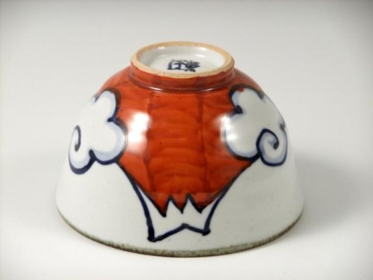 Arita Hasami Shoho Blue Fuji Red Fuji Tea Bowls of Tea 20850 ware, Kiln, & (Pair Bowls)