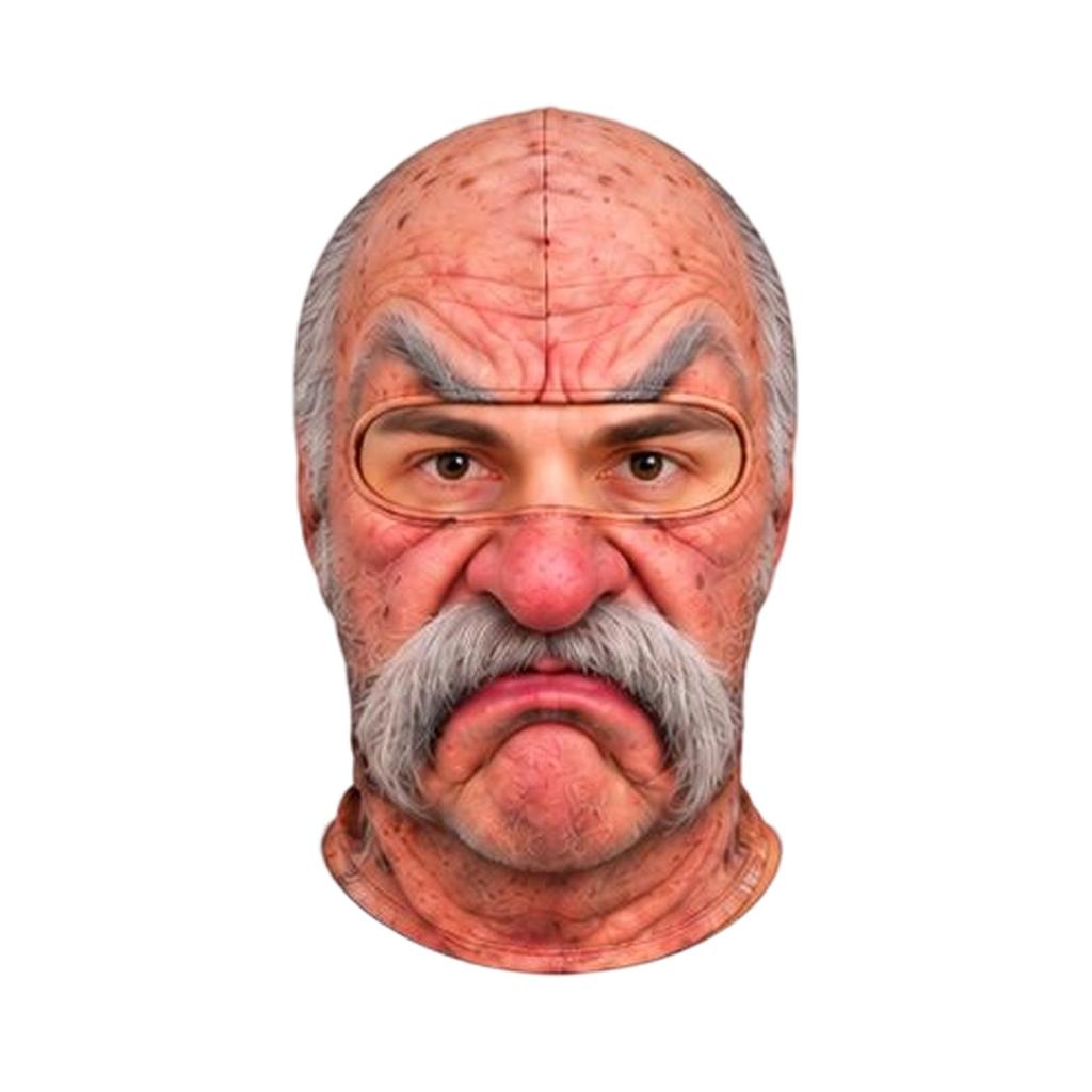 Novelty Old Man Face Ski, 3D Full Print Full Face Winter Windproof for Adults, Sunglasses Not Included
