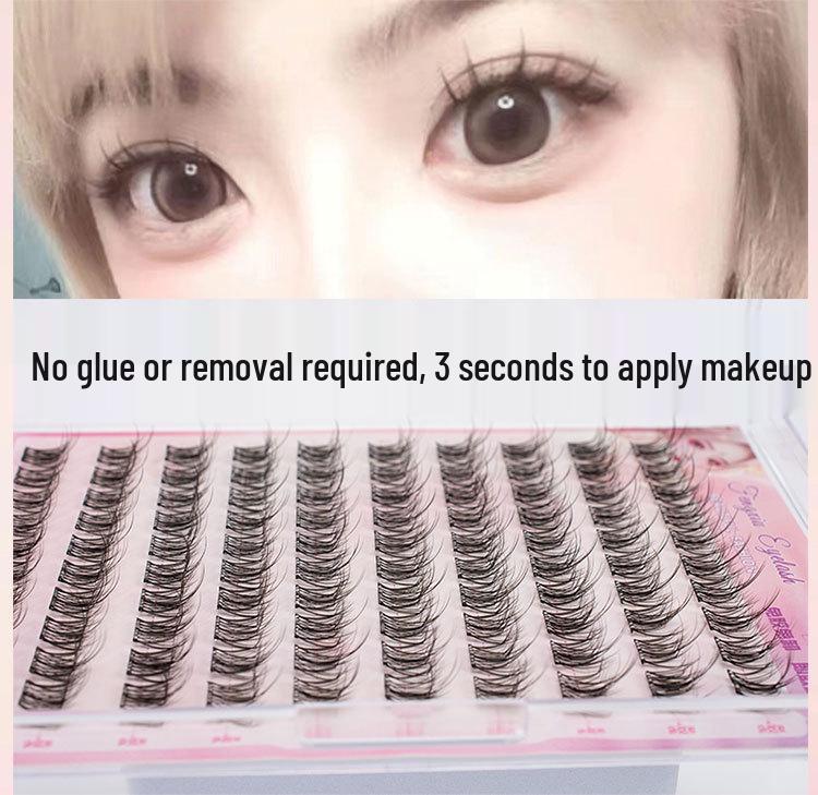 Little Devil Self-Adhesive Natural Cluster Eyelashes - Glue-Free, Segmented Sunflower Design for Women