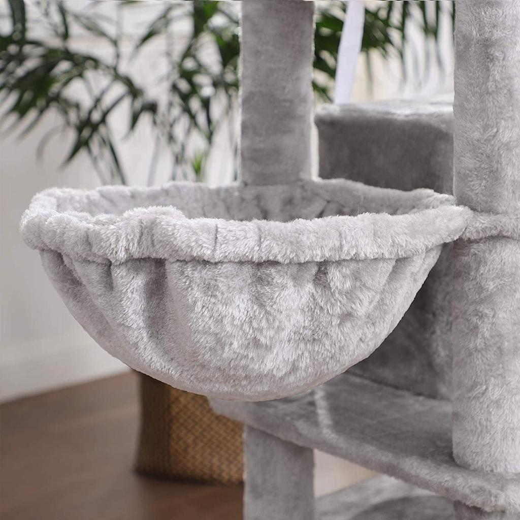 FEANDREA Grande Albero per Gatti con 3 Grotte per Gatti, Torre per Gatti di 164 cm, Grigio Chiaro