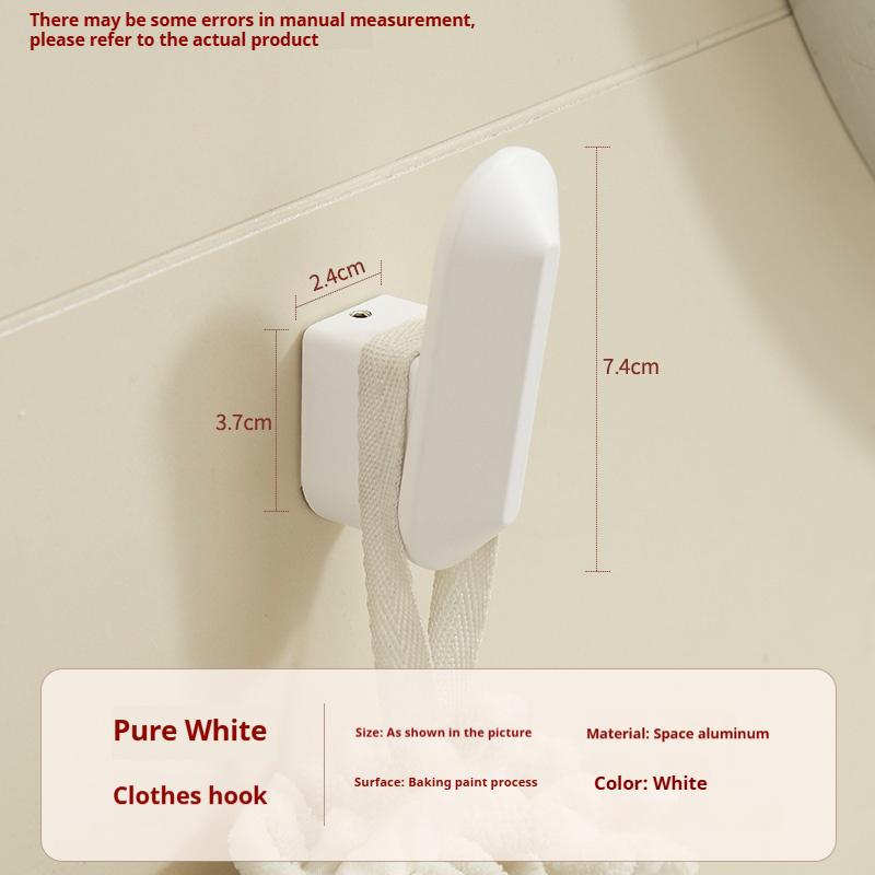 New Aluminum Single Hook Metal Hat and Coat Seamless Hook for Kitchen and Bathroom Use Behind Door
