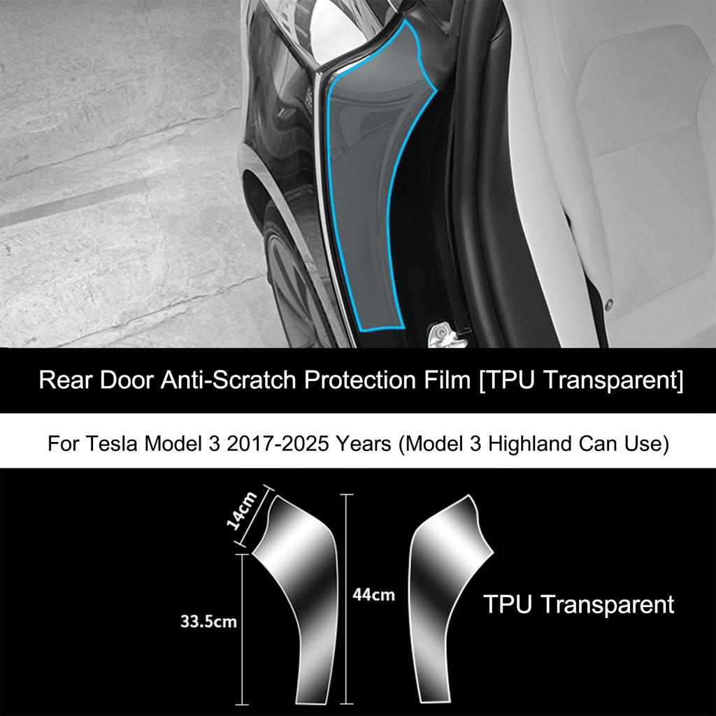 For Tesla Model Y Juniper Rear Door Interior Anti Scratch Protective Film for Model 3 Highland TPU Anti Scratch Invisible Film