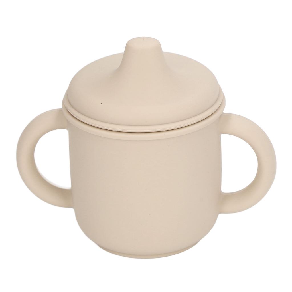 Silicone Spill Proof Cup Dishwasher and Microwave Safe Training Cup with Handles and Spout Lid for