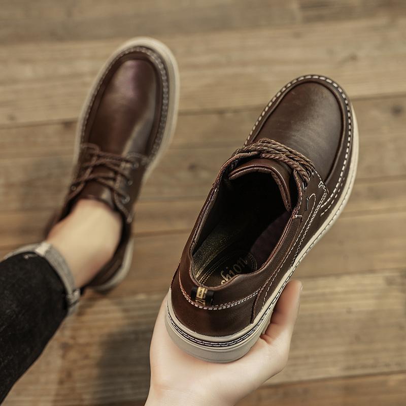 FashionBrand New Mens Genuine Leather Shoes Trend Comfortable Loafer Men Shoes Design British Casual Boat Shoes Men Sneakers Moccasins