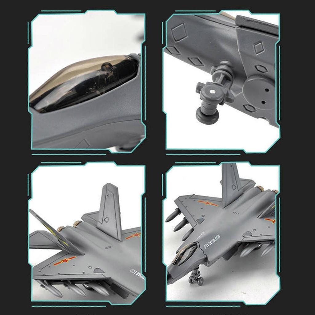 Pull Back Airplanes Toy Diecast Aircraft Metal Fighter Jet Bombers with Display Rack Kids Toy Collection Gift  Black
