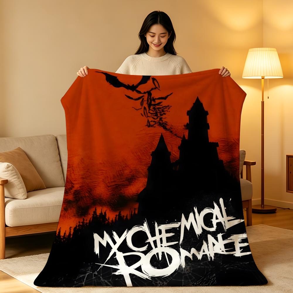 Band M-My C-Chemical R-Romance Throw High-Density Short Plush Blanket Soft Skin-Friendly for Sofa Nap Air-Conditioned Room