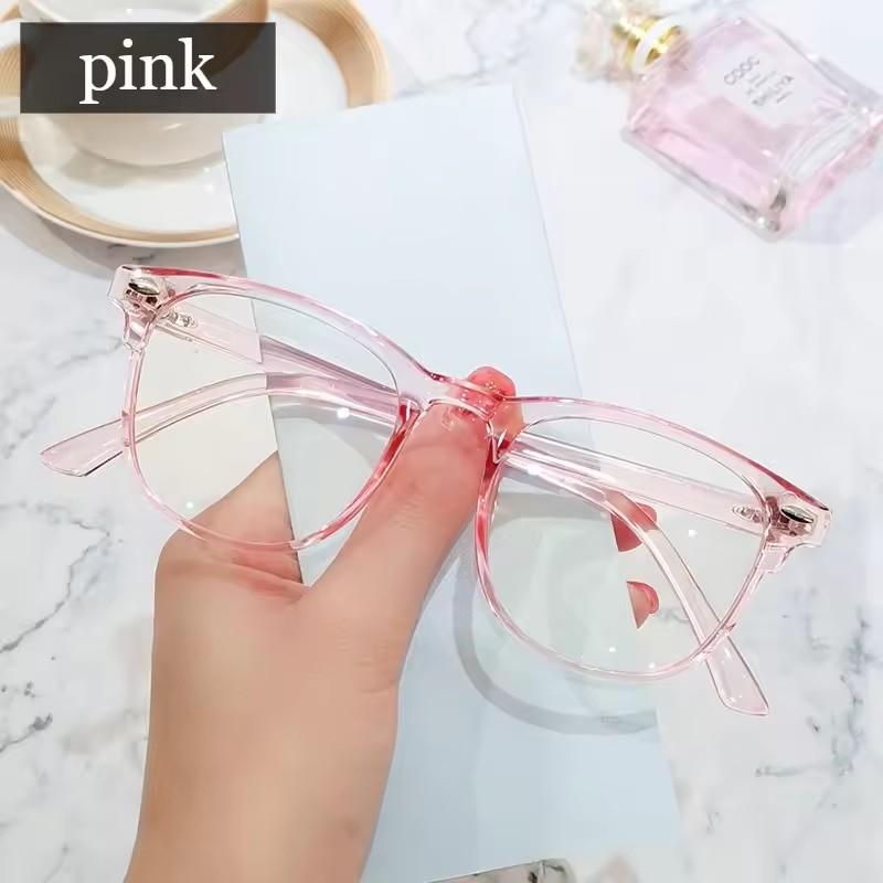 

1pcs Fashionable Plastic Frame Anti Blue Light Transparent Glasses Suitable for Daily Office Reading розовый