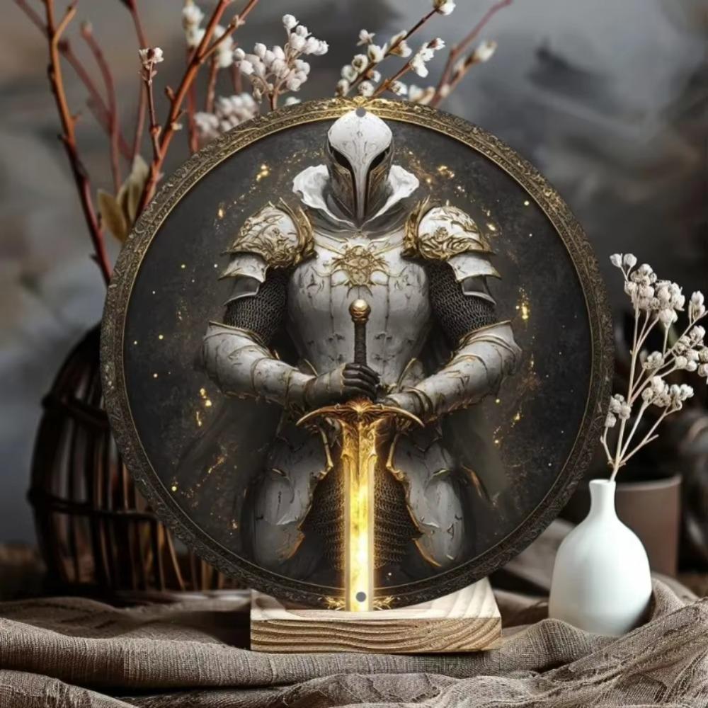 Metal Wall Decor Warrior Round Art for Home Bar Kitchen Office Gift