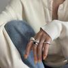 Heavy-duty Wide Edge Irregular Ring Women's Niche Fashion Design Senior Sense 100% Match Adjustable Open Party & Daily Ring