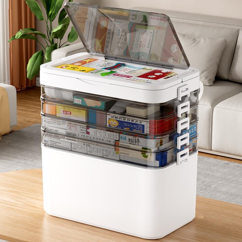 Large Multi-layer Plastic Medicine Box Portable Emergency Storage Household Organizer Multi-functional Family Care Package