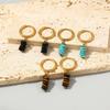 European Stainless Steel Earrings with Colorful Natural Stone Pendant - Women's Fashion Niche Design