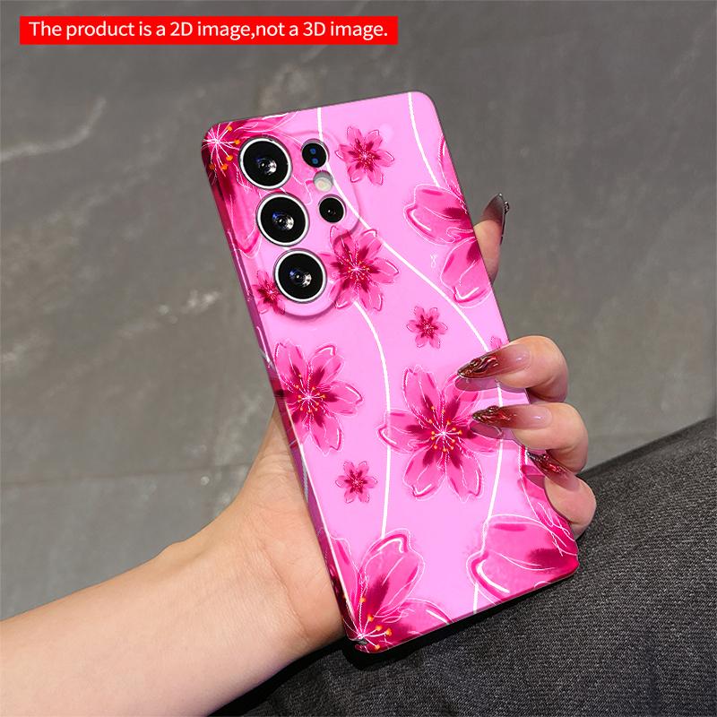 2DFlat Samsung phone case Pink Cherry Blossom Floral Pattern Phone Case Applicable to Galaxy S22 S23 S24 S25ULTRA S26 A12 A13 A14 A15 A16