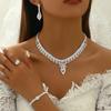 Set Elegant Colier Cercei Frunză de Cristal Femei Accesoriu Modă 4 Piese Bijuterii Nuntă Mireasă