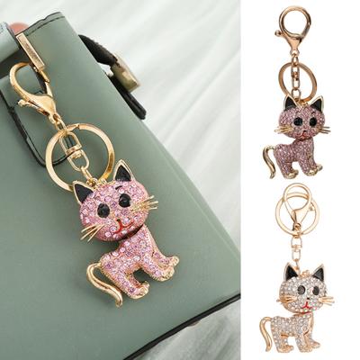 Karikatür Kedi Kolye Anahtarlık Köpüklü Renkli Rhinestones Kakma Araba Anahtarlık Sırt Çantası Çanta Charm Anahtarlık