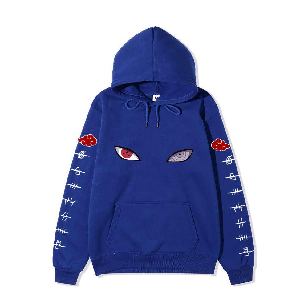 Unisex Naruto Sharingan Rinnegan Eyes Fleece Hoodie, Akatsuki Anime Graphic Pullover Long Sleeve Sweatshirt