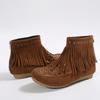 Women's Boots Short Boots Autumn and Winter Rivet Large Size Flat Bottom Fringed Boots