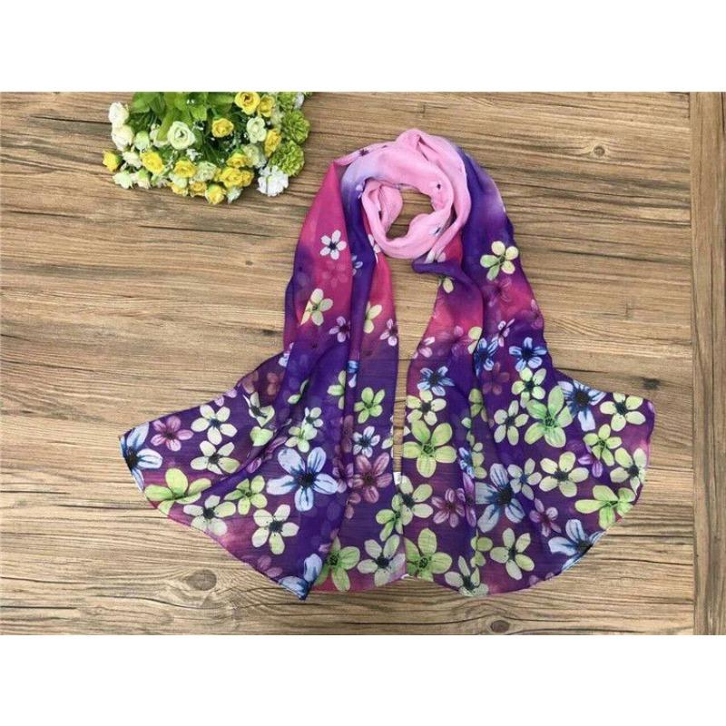 Spring and Summer Women's Chiffon Printed Scarf Sun Protection Thin Silk Scarf Shawl Beach Butterfly Scarf