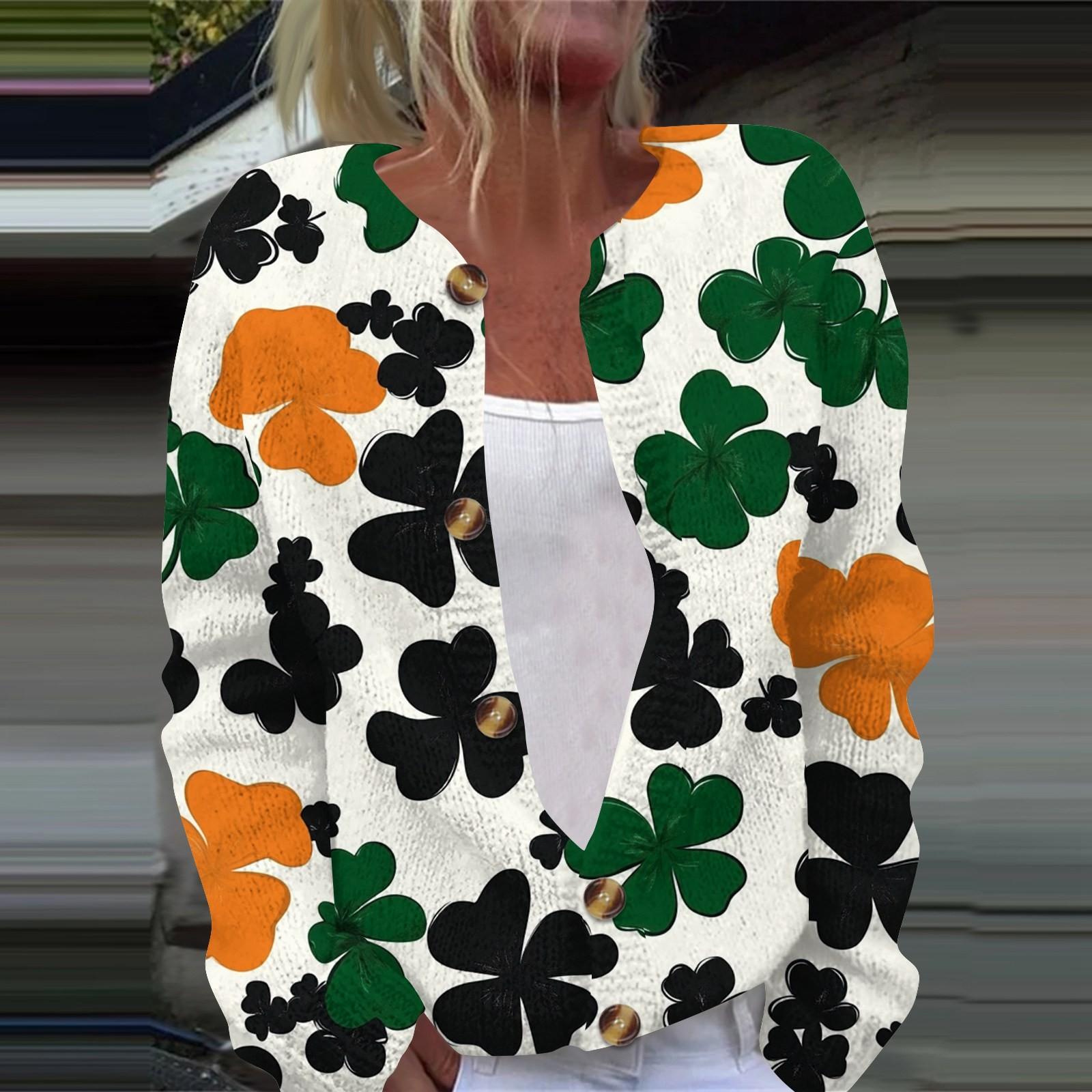 

Женская мода ул.. Вязаный кардиган с длинными рукавами и принтом Патрика на пуговицах XXXXL циан