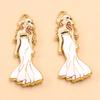 Gold-Enamel Double-Sided Stainless Steel Pendant with French-Style Beauty Accessories Design