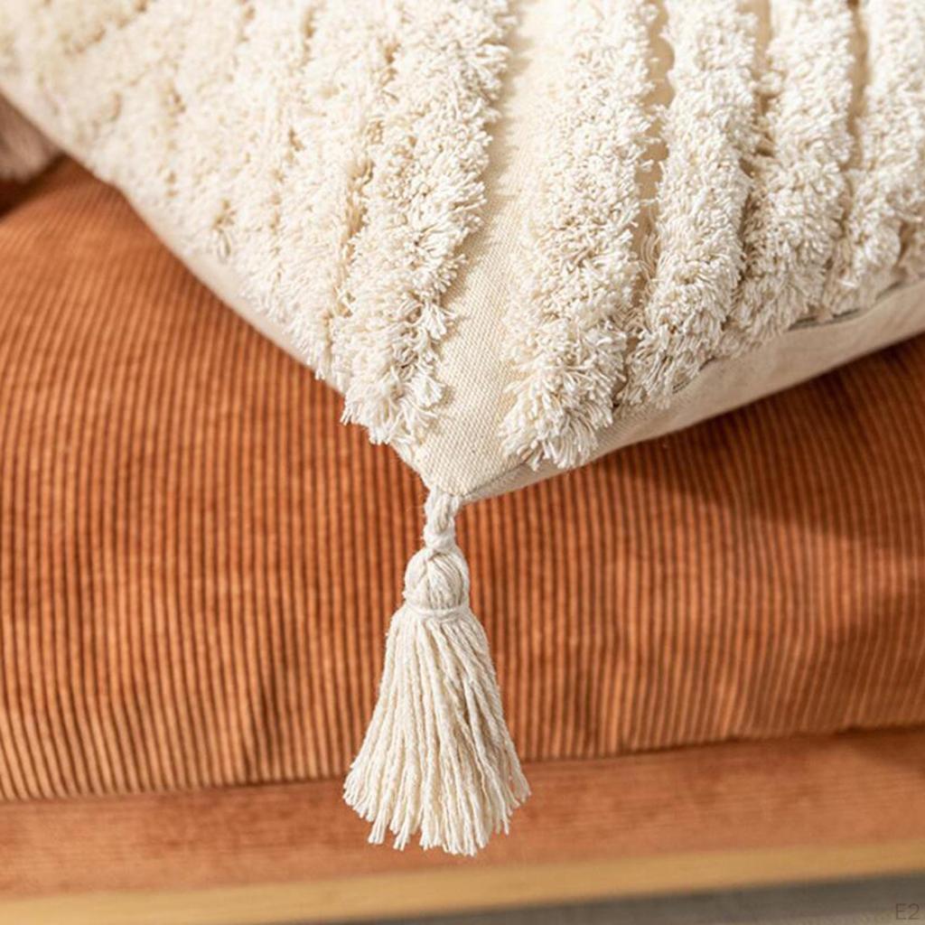 Pillow Cover Quilted Macrame Tassels