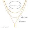 Gold Plated Triple Layered Vertical Bar Pendant Necklace