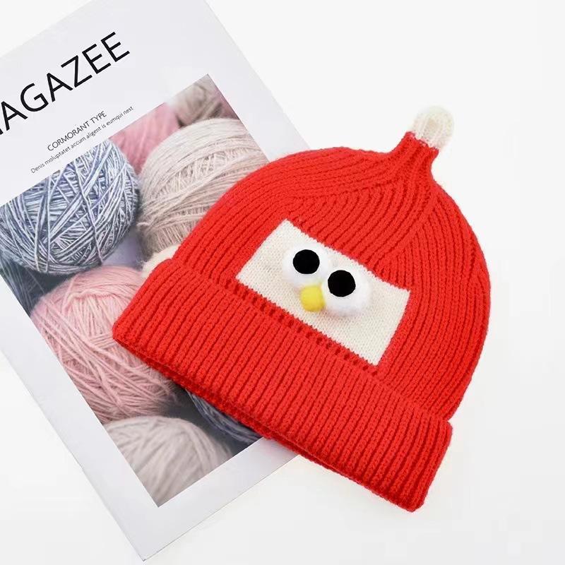 Baby Hat Cute Bear Knitted Ear Hat Children's Winter Thickened Warm Wool Hat Korean Version of Infant Hat