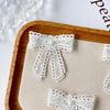 White Bead Embroidered Bow Decal Dress Decorative Accessories Cloth Sticker