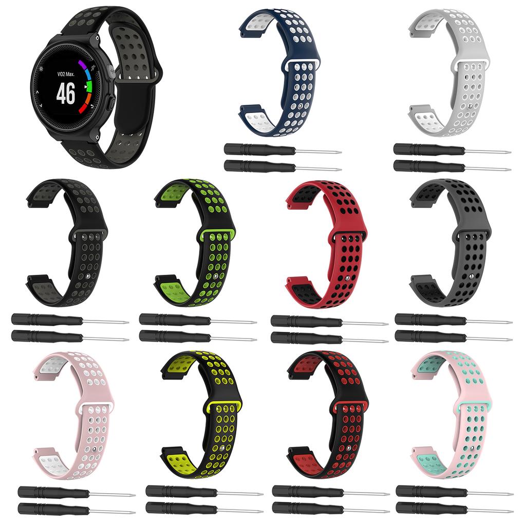Bi-color Silicone Watch Wrist Band for Garmin Forerunner 220 230 235 630 620 735 645 S20 S60 S50 with Tool