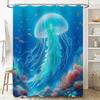 Oceanic Jellyfish Shower Curtain Blue Marine Life Print for Bathroom Decorations