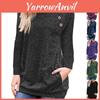 Stylish Women's Pullover Long Sleeve Solid Button Sweatshirt Top For Casual Wear
