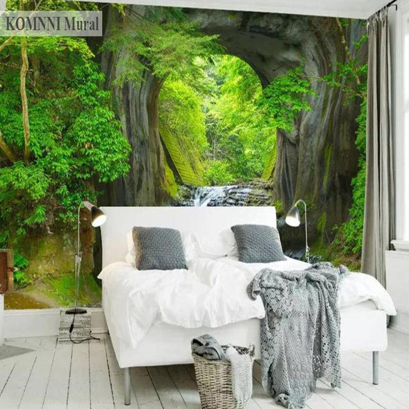 Moderne Tapete mit grünem Wald für Wohnzimmer, Schlafzimmer, Heimdekoration, Café-Wandbild
