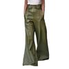 High Waist PU Leather Flare Pants with Waist-cinching & Pockets - 2025 Fashion