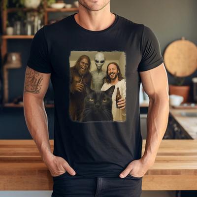 Katzen-Selfie Bigfoot Jesus Alien T-Shirt