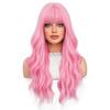 Lange Lockige Pink Rote Synthetische Perücke Mittelscheitel Der Natürlichen Lolita Perücke Für Damen Täglicher Cosplay Hitzebeständige Große Welle Perücke
